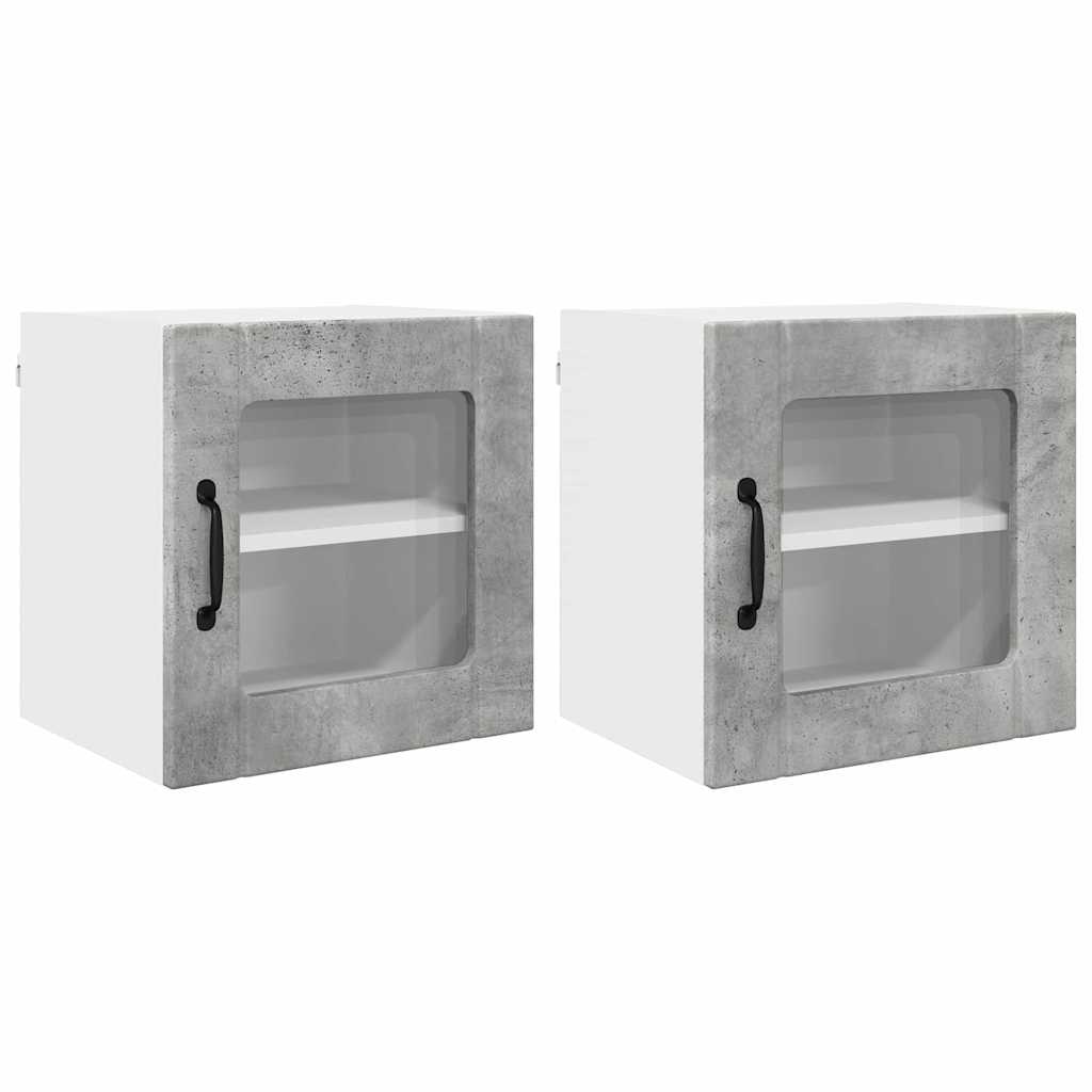 Küchenhängeschrank mit Regal 2 pcs Beton Grau 40 x 31 x 40 cm